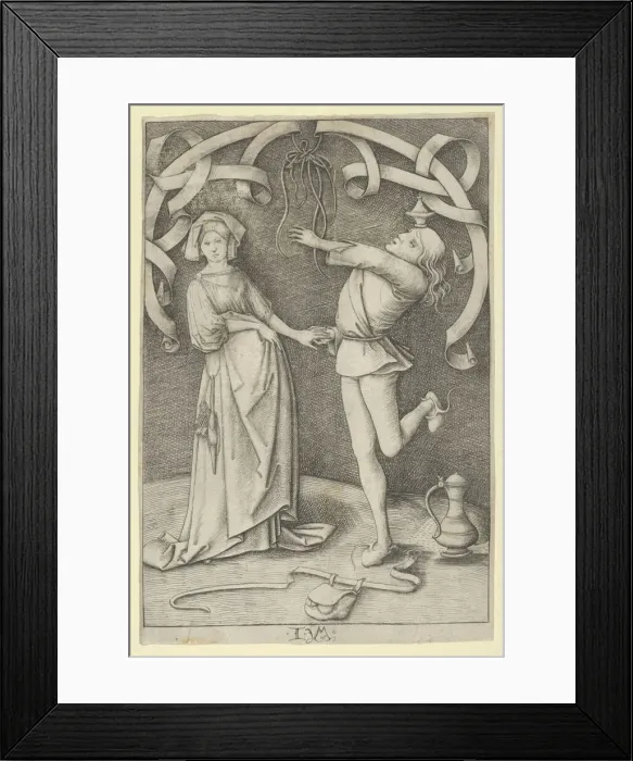 Framed Print : The Fool and the Lady. Creator: Israhel van Meckenem Framed Print : The Fool and the Lady. Creator: Israhel van Meckenem