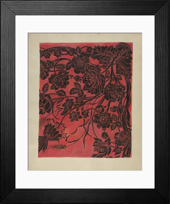 Framed Print : Stenciled Table Cover, c. 1942. Creator: Marie Alain Framed Print : Stenciled Table Cover, c. 1942. Creator: Marie Alain