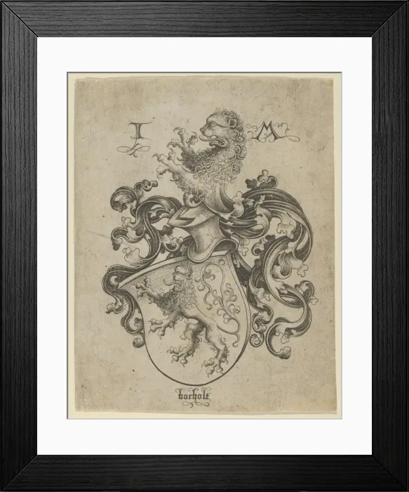 Framed Print : Coat of Arms with a Lion. Creator: Israhel van Meckenem Framed Print : Coat of Arms with a Lion. Creator: Israhel van Meckenem
