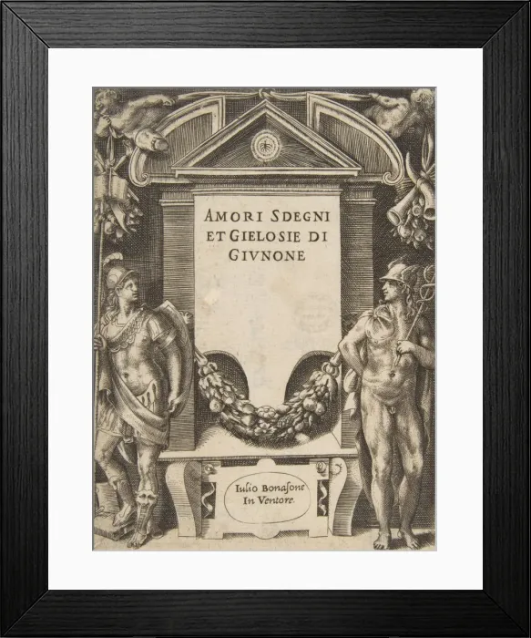 Framed Print : Title plate to the series the Loves, Rages and Jealousies of Juno, 1531-76 Framed Print : Title plate to the series the Loves, Rages and Jealousies of Juno, 1531-76
