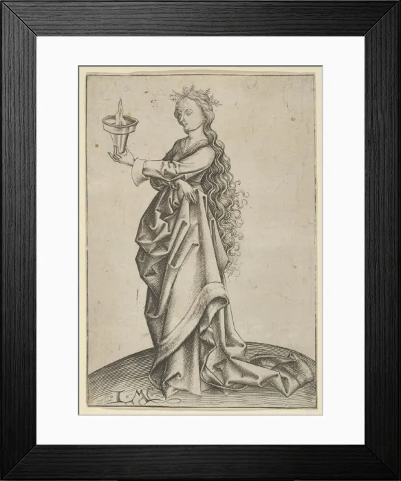 Framed Print : The Third Wise Virgin, ca. 1450-1503. Creator: Israhel van Meckenem Framed Print : The Third Wise Virgin, ca. 1450-1503. Creator: Israhel van Meckenem