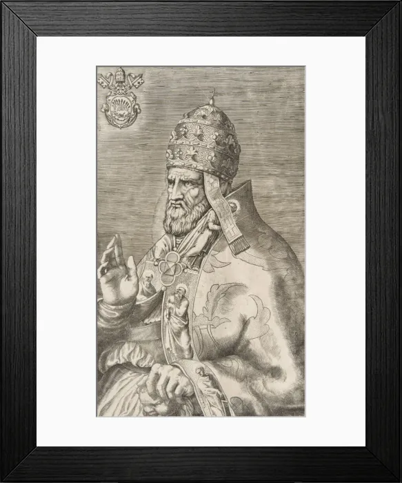 Framed Print : Portrait of Pope Marcellus II, right hand raised facing left, ca. 1555 Framed Print : Portrait of Pope Marcellus II, right hand raised facing left, ca. 1555