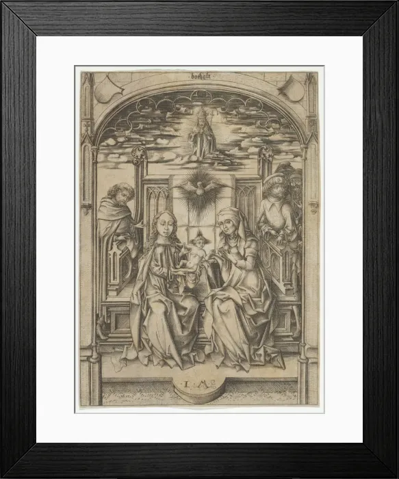 Framed Print : The Holy Family with St. Anne. Creator: Israhel van Meckenem Framed Print : The Holy Family with St. Anne. Creator: Israhel van Meckenem