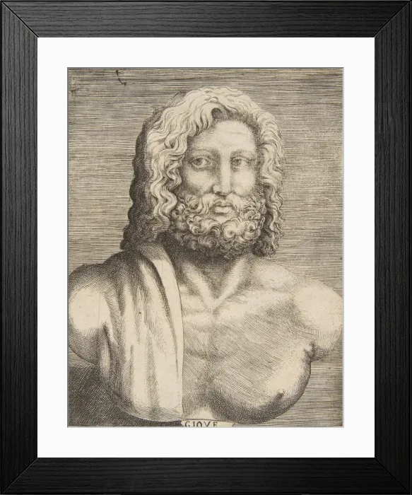 Framed Print : Bust of Jupiter, ca 1531-76. Creator: Giulio Bonasone Framed Print : Bust of Jupiter, ca 1531-76. Creator: Giulio Bonasone