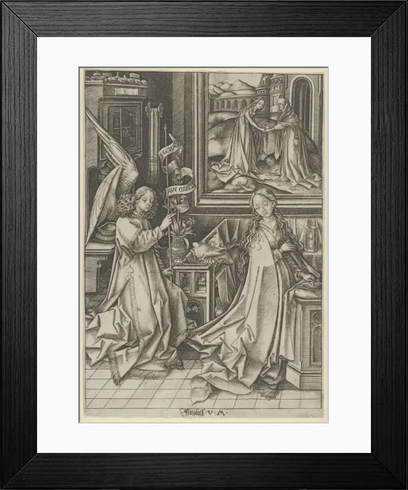 Framed Print : The Annunciation, from The Life of the Virgin. Creator: Israhel van Meckenem Framed Print : The Annunciation, from The Life of the Virgin. Creator: Israhel van Meckenem