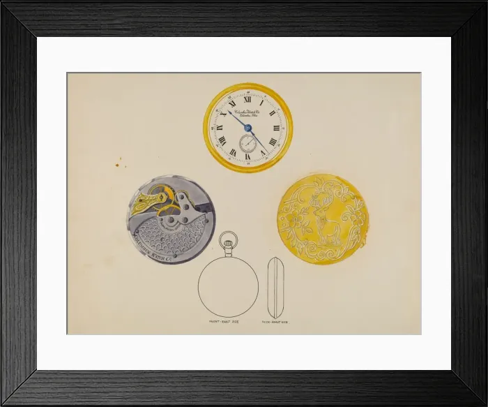 Framed Print : Gold Watch with Frame and Case, c. 1936. Creator: Harry G Aberdeen Framed Print : Gold Watch with Frame and Case, c. 1936. Creator: Harry G Aberdeen