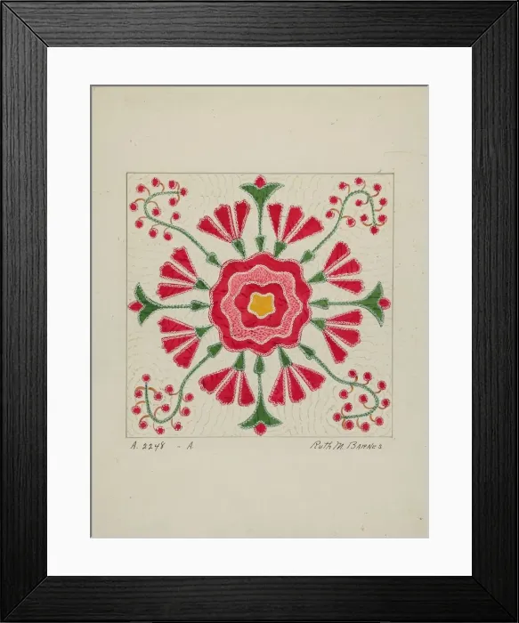 Framed Print : Applique Quilt, c. 1940. Creator: Ruth M Barnes Framed Print : Applique Quilt, c. 1940. Creator: Ruth M Barnes