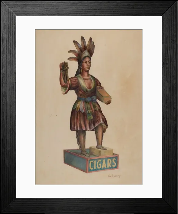 Framed Print : Cigar Store Indian, c. 1938. Creator: Charles Bowman Framed Print : Cigar Store Indian, c. 1938. Creator: Charles Bowman