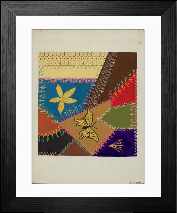 Framed Print : Crazy Quilt (Section), c. 1940. Creator: Ruth M Barnes