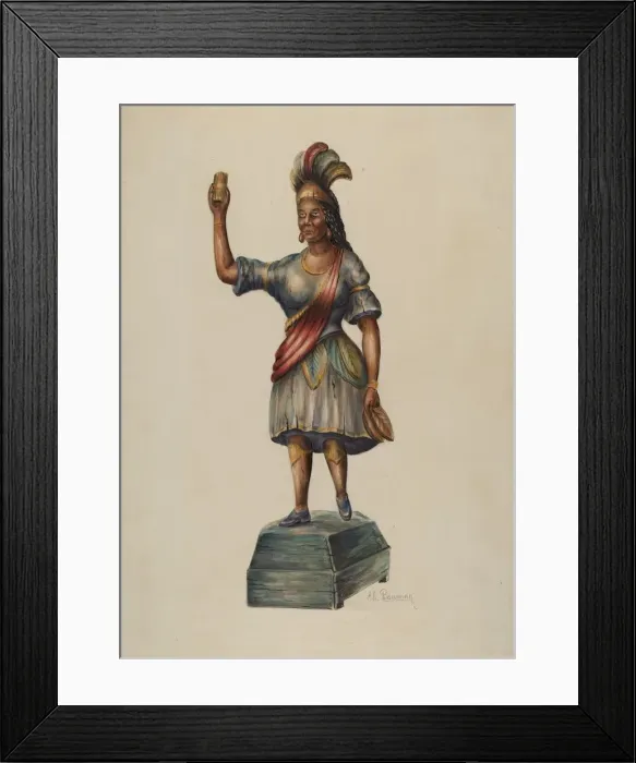 Framed Print : Cigar Store Indian, c. 1937. Creator: Charles Bowman