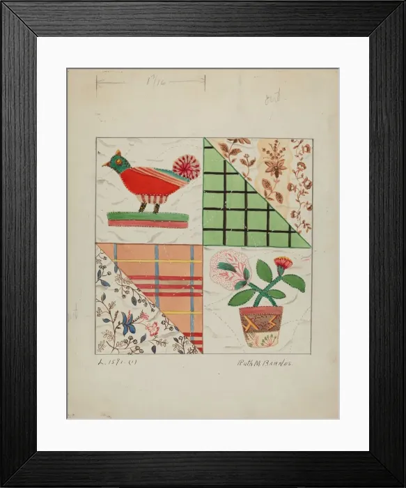 Framed Print : Applique Quilt, c. 1936. Creator: Ruth M Barnes Framed Print : Applique Quilt, c. 1936. Creator: Ruth M Barnes