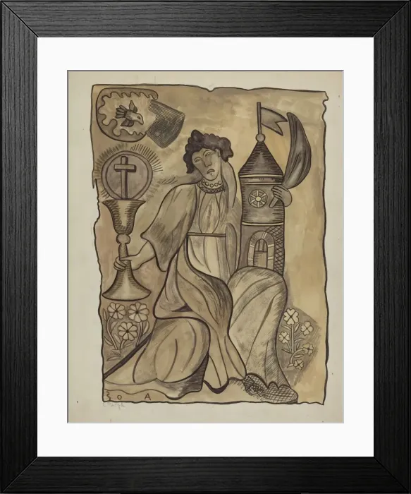 Framed Print : Wall Hanging of Santa Barbara, c. 1936. Creator: E. Boyd Framed Print : Wall Hanging of Santa Barbara, c. 1936. Creator: E. Boyd