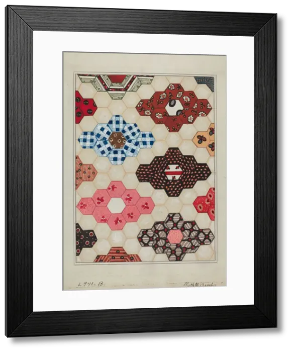 Framed Print : Quilt (1 Section), c. 1936. Creator: Ruth M Barnes Framed Print : Quilt (1 Section), c. 1936. Creator: Ruth M Barnes