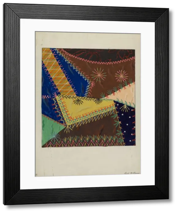 Framed Print : Crazy Quilt, c. 1940. Creator: Ruth M Barnes Framed Print : Crazy Quilt, c. 1940. Creator: Ruth M Barnes