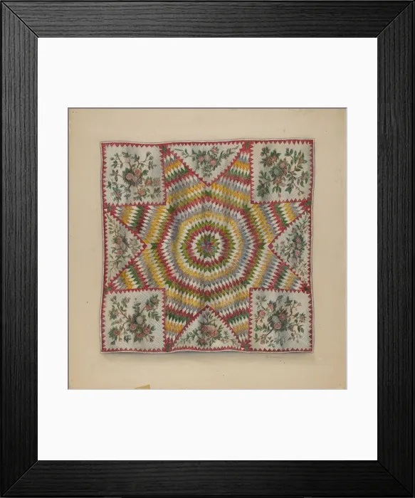 Framed Print : Quilt (Star of Bethlehem), 1935 / 1942. Creator: Charles Bowman Framed Print : Quilt (Star of Bethlehem), 1935 / 1942. Creator: Charles Bowman