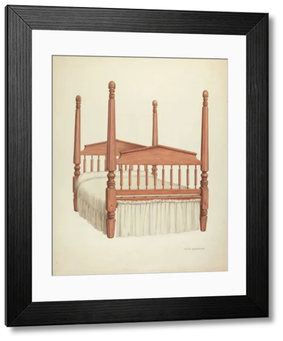 Framed Print : Zoar Four-Post Bed, c. 1937. Creator: Fritz Boehmer Framed Print : Zoar Four-Post Bed, c. 1937. Creator: Fritz Boehmer