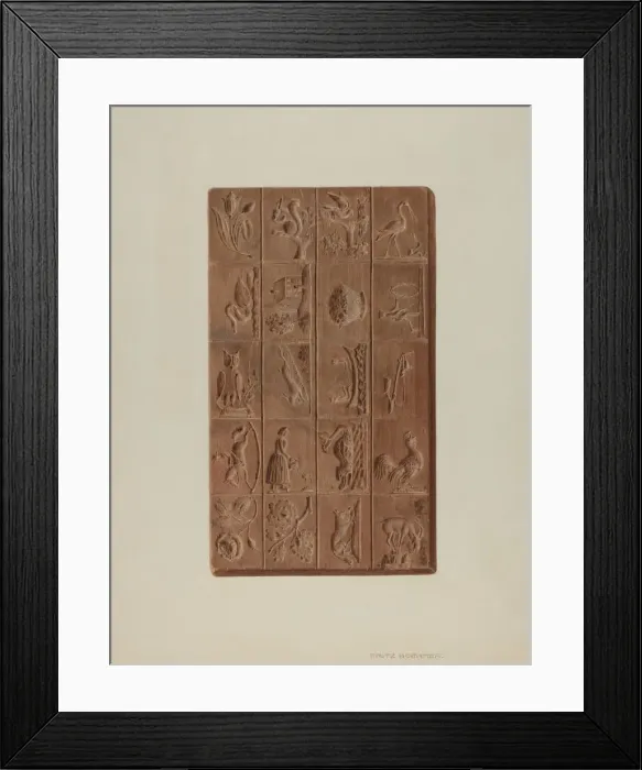 Framed Print : Springerle Board for Christmas Cakes, c. 1939. Creator: Fritz Boehmer Framed Print : Springerle Board for Christmas Cakes, c. 1939. Creator: Fritz Boehmer