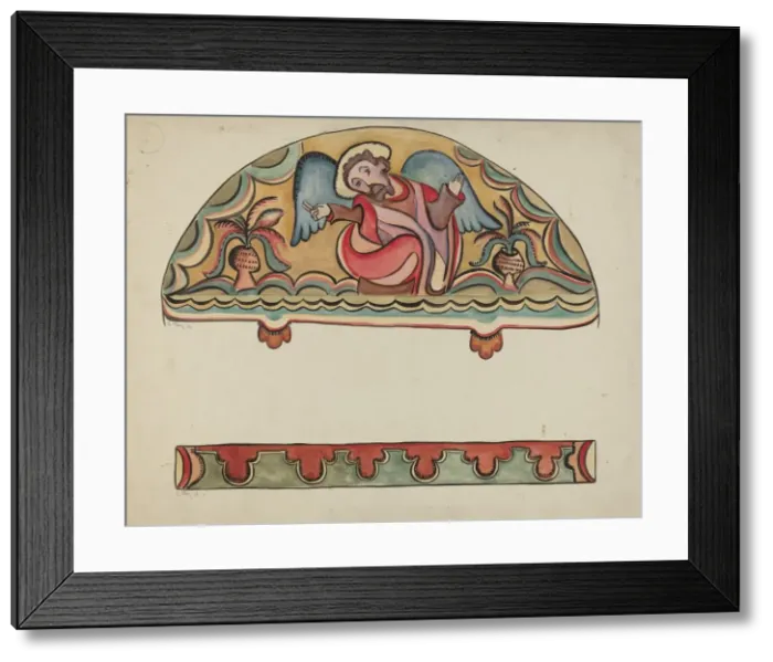 Framed Print : Lunette and Detail from Altar Church at Sanctuario, Chimayo, 1935 / 1942. Creator: E. Boyd Framed Print : Lunette and Detail from Altar Church at Sanctuario, Chimayo, 1935 / 1942. Creator: E. Boyd
