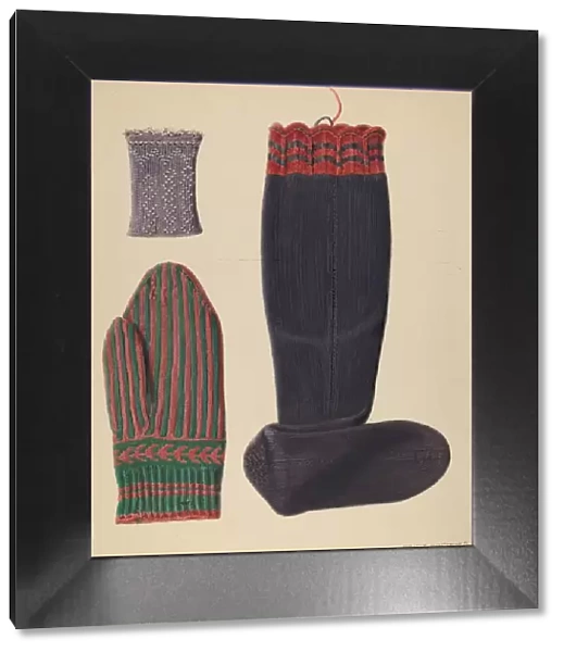 Zoar Beaded Wristlet, Mitten and Sock, c. 1938. Creator: Fritz Boehmer