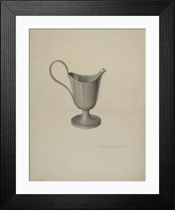 Framed Print : Pewter Cream Pitcher, c. 1939. Creator: Fritz Boehmer Framed Print : Pewter Cream Pitcher, c. 1939. Creator: Fritz Boehmer
