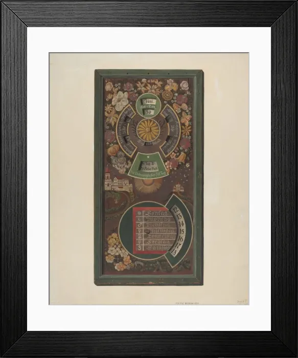 Framed Print : Zoar Calendar, c. 1937. Creator: Fritz Boehmer Framed Print : Zoar Calendar, c. 1937. Creator: Fritz Boehmer