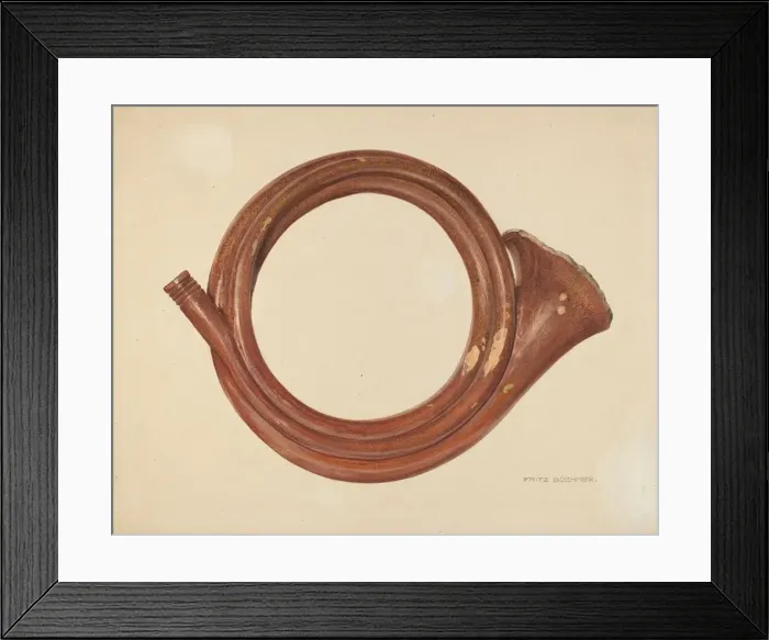 Framed Print : Zoar Pottery Assembly Horn, c. 1937. Creator: Fritz Boehmer Framed Print : Zoar Pottery Assembly Horn, c. 1937. Creator: Fritz Boehmer