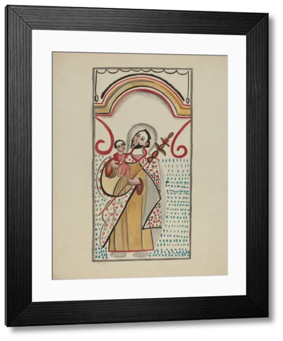 Framed Print : Detail from Large Altar on East Wall of Sanctuario Church at Chimayo. St Framed Print : Detail from Large Altar on East Wall of Sanctuario Church at Chimayo. St