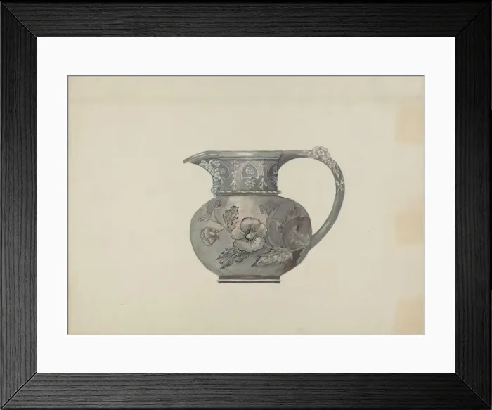 Framed Print : Pewter Creamer, c. 1937. Creator: Beulah Bradleigh Framed Print : Pewter Creamer, c. 1937. Creator: Beulah Bradleigh