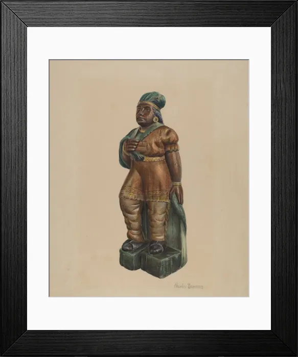 Framed Print : Cigar Store Indian, c. 1938. Creator: Charles Bowman Framed Print : Cigar Store Indian, c. 1938. Creator: Charles Bowman