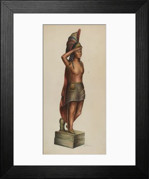 Framed Print : Cigar Store Indian, c. 1937. Creator: Charles Bowman Framed Print : Cigar Store Indian, c. 1937. Creator: Charles Bowman