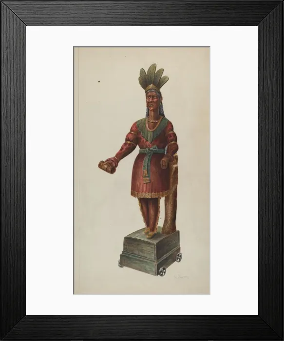 Framed Print : Cigar Store Indian, c. 1937. Creator: Charles Bowman Framed Print : Cigar Store Indian, c. 1937. Creator: Charles Bowman