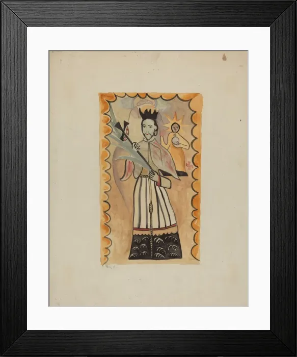 Framed Print : St. John Nepomucene-Painted on Buffalo Hide Prior to 1800, 1935 / 1942. Creator: E. Boyd Framed Print : St. John Nepomucene-Painted on Buffalo Hide Prior to 1800, 1935 / 1942. Creator: E. Boyd