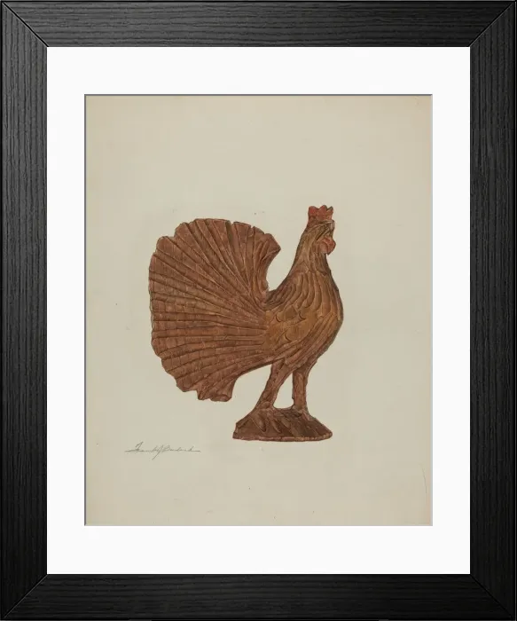 Framed Print : Pa. German Toy Rooster, c. 1939. Creator: Frank Budash Framed Print : Pa. German Toy Rooster, c. 1939. Creator: Frank Budash