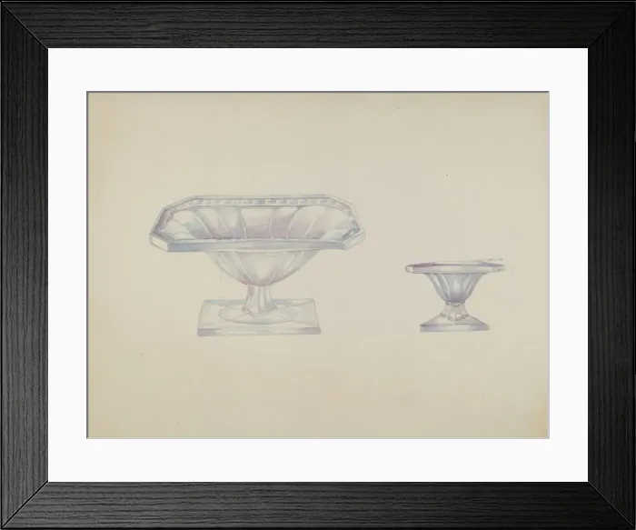 Framed Print : Glass Nut Dishes, c. 1937. Creator: Beulah Bradleigh Framed Print : Glass Nut Dishes, c. 1937. Creator: Beulah Bradleigh