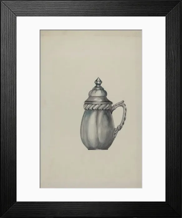 Framed Print : Pewter Honey Jar, c. 1937. Creator: Beulah Bradleigh Framed Print : Pewter Honey Jar, c. 1937. Creator: Beulah Bradleigh