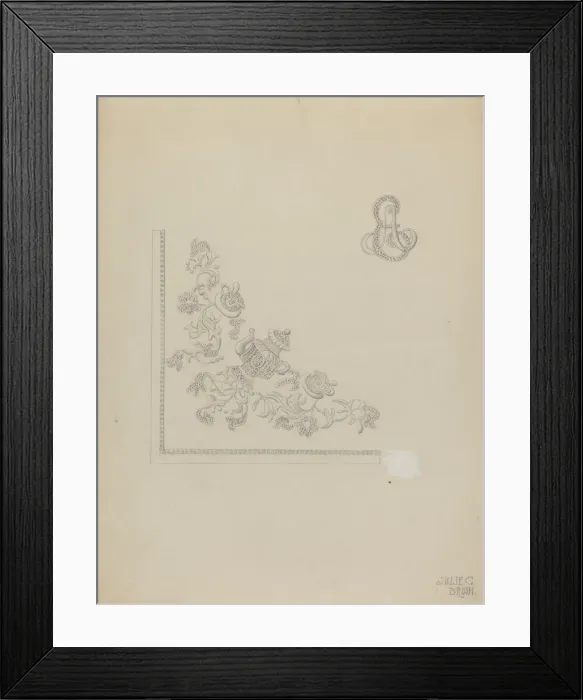 Framed Print : Handmade Embroidery, 1935 / 1942. Creator: Julie C Brush Framed Print : Handmade Embroidery, 1935 / 1942. Creator: Julie C Brush