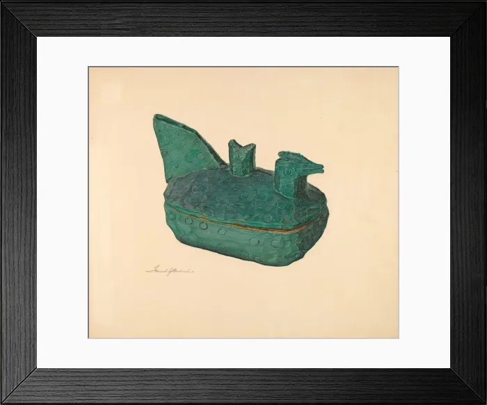 Framed Print : Whittled Bowl with Lid: Hen on Nest, 1935 / 1942. Creator: Frank Budash Framed Print : Whittled Bowl with Lid: Hen on Nest, 1935 / 1942. Creator: Frank Budash