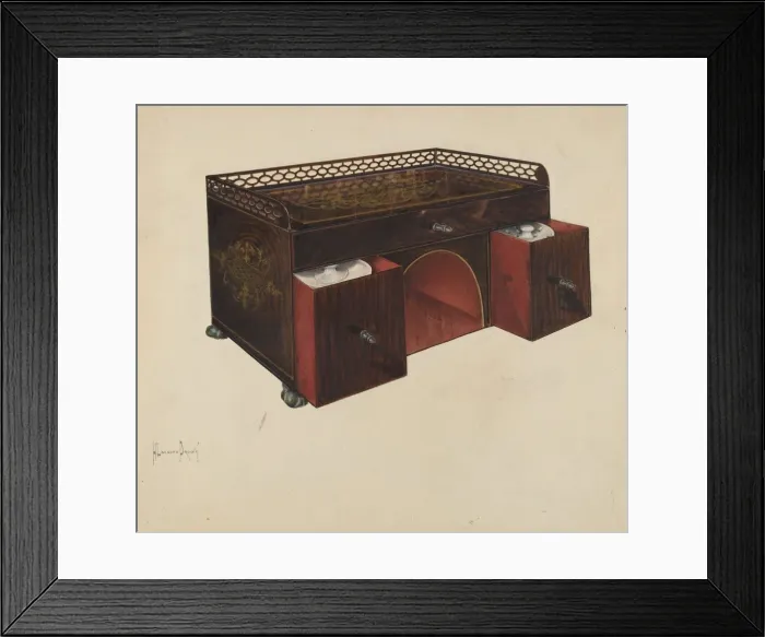 Framed Print : Toleware Ink Stand, c. 1937. Creator: H. Langden Brown Framed Print : Toleware Ink Stand, c. 1937. Creator: H. Langden Brown