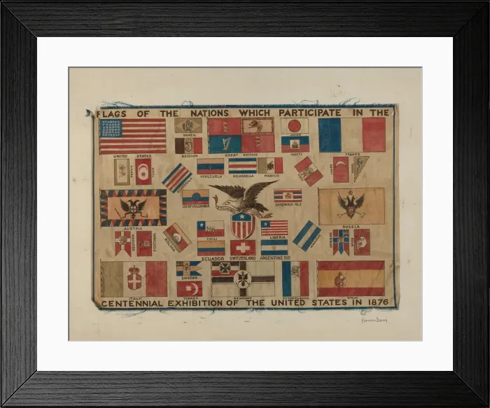 Framed Print : Centennial Textile - Flag, 1935 / 1942. Creator: H. Langden Brown Framed Print : Centennial Textile - Flag, 1935 / 1942. Creator: H. Langden Brown