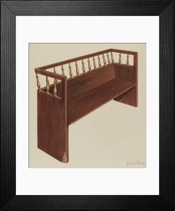 Framed Print : Bishop Hill: Church Pew, 1939. Creator: H. Langden Brown Framed Print : Bishop Hill: Church Pew, 1939. Creator: H. Langden Brown