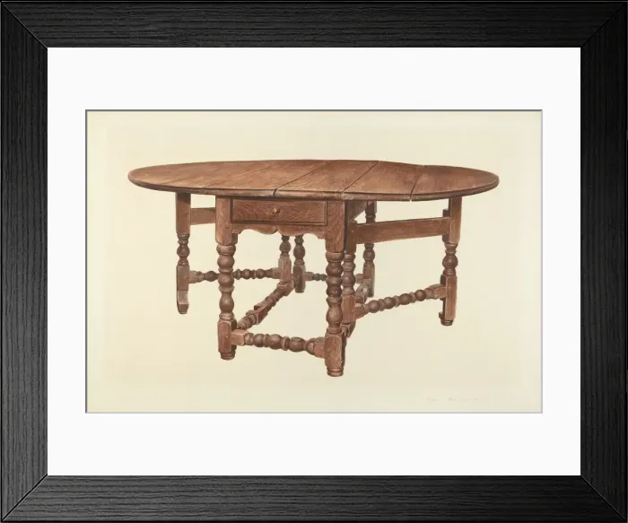 Framed Print : Gateleg Table, 1939. Creator: Amos C. Brinton Framed Print : Gateleg Table, 1939. Creator: Amos C. Brinton