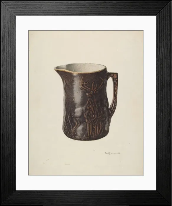 Framed Print : Wide Top Jug or Pitcher, c. 1940. Creator: Carl Buergerniss Framed Print : Wide Top Jug or Pitcher, c. 1940. Creator: Carl Buergerniss