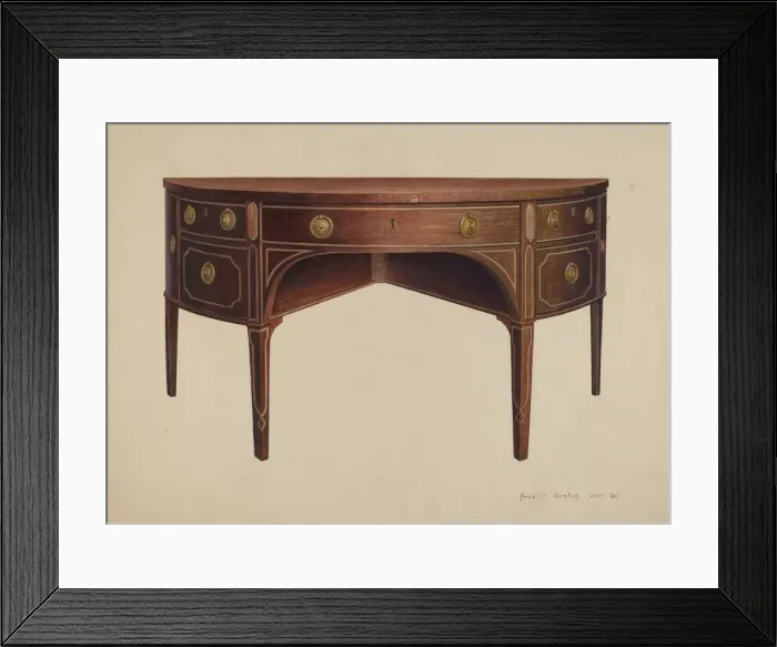 Framed Print : Sheraton Sideboard, c. 1939. Creator: Amos C. Brinton Framed Print : Sheraton Sideboard, c. 1939. Creator: Amos C. Brinton