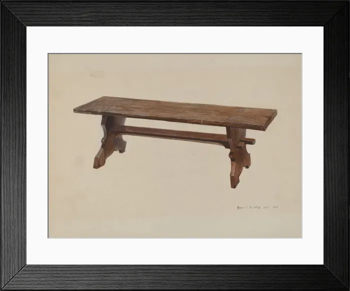 Framed Print : Moravian Church Bench, 1935 / 1942. Creator: Amos C. Brinton Framed Print : Moravian Church Bench, 1935 / 1942. Creator: Amos C. Brinton
