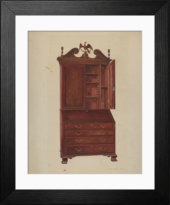Framed Print : Chippendale Secretary, c. 1939. Creator: Amos C. Brinton Framed Print : Chippendale Secretary, c. 1939. Creator: Amos C. Brinton