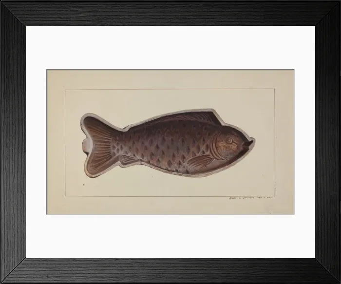 Framed Print : Fish Mold, c. 1938. Creator: Amos C. Brinton Framed Print : Fish Mold, c. 1938. Creator: Amos C. Brinton