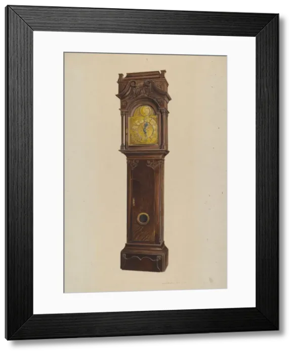 Framed Print : Grandfather Clock, c. 1939. Creator: Amos C. Brinton Framed Print : Grandfather Clock, c. 1939. Creator: Amos C. Brinton