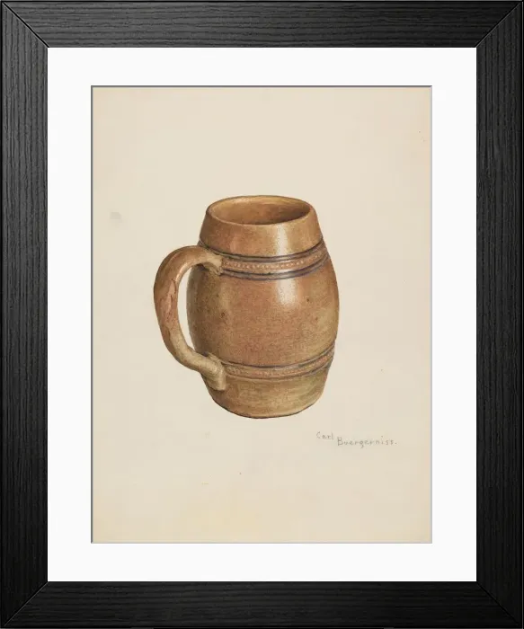 Framed Print : Stoneware Mug, c. 1939. Creator: Carl Buergerniss Framed Print : Stoneware Mug, c. 1939. Creator: Carl Buergerniss