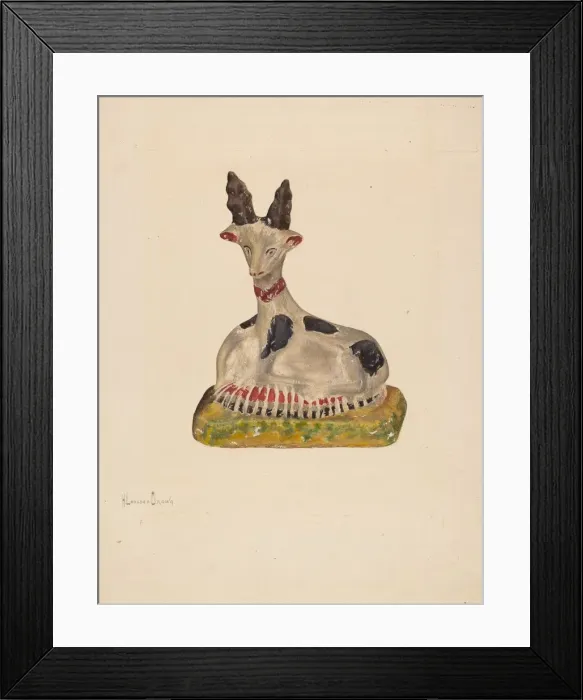 Framed Print : Chalkware Deer, c. 1937. Creator: H. Langden Brown Framed Print : Chalkware Deer, c. 1937. Creator: H. Langden Brown