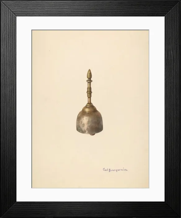 Framed Print : Bronze Bell for the Dining Room, c. 1941. Creator: Carl Buergerniss Framed Print : Bronze Bell for the Dining Room, c. 1941. Creator: Carl Buergerniss